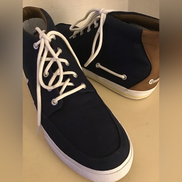 Polo By Ralph Lauren men blue canvas leather High top sneaker size 12 medium - Picture 8 of 11